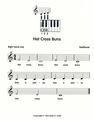 Hot Cross Buns Piano Music