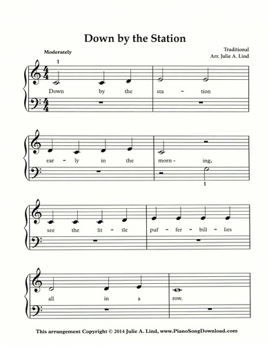 Down by the Station | free piano sheet music
