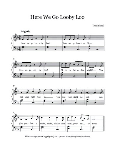 Here We Go Looby Loo: free piano sheet music