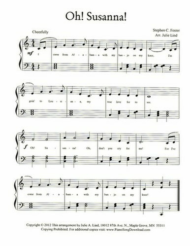 Oh Susanna: free piano sheet music