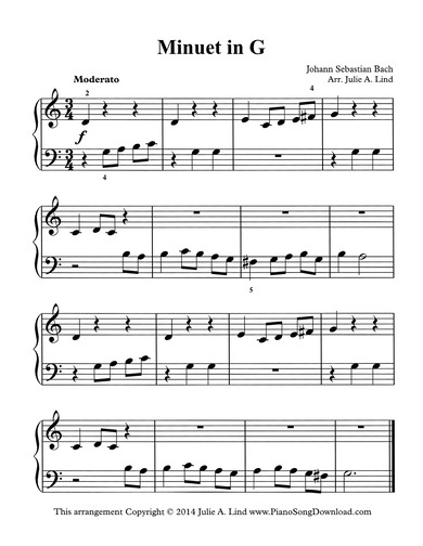 Minuet in G simplified, J.S. Bach