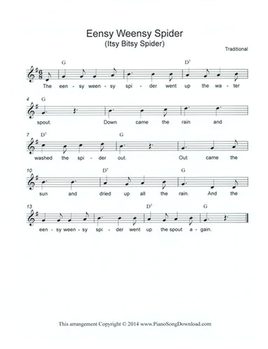 Itsy Bitsy Spider Sheet Music With Chords And Lyrics