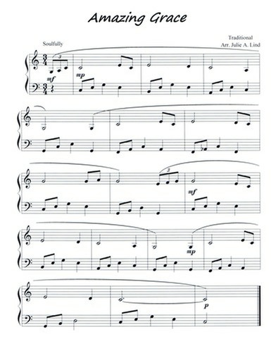 Amazing Grace Free Early Intermediate Hymn Piano Sheet Music