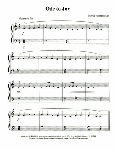Ode to Joy: Free Level 2 Sheet Music for Piano with chords