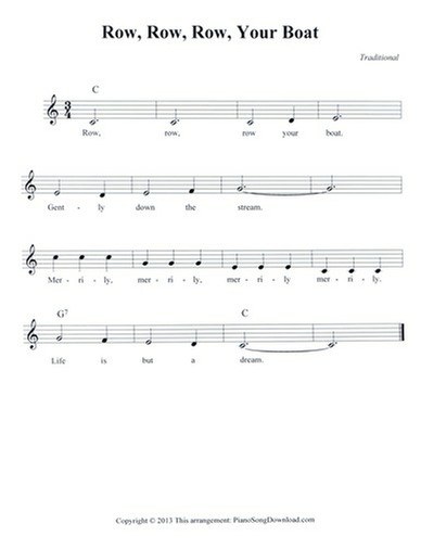 row boat sheet lyrics chords lead melody piano pdf violin pianosongdownload major beginner songs beginners preschool ukulele recorder key hymn
