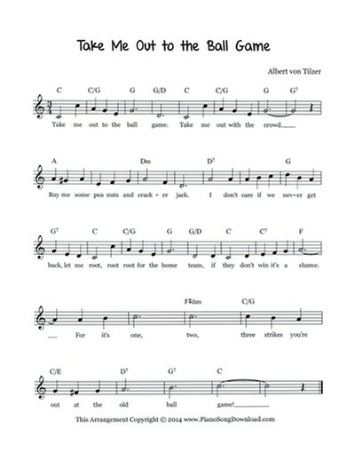 Take Me Out to the Ball Game: free lead sheet with melody ...