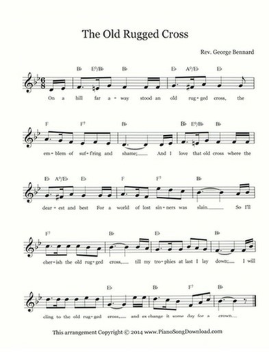 The Old Rugged Cross Free Hymn Lead Sheet With Melody Chords And S