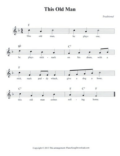 This Old Man: free lead sheet with melody, chords and lyrics