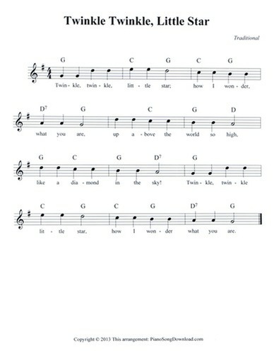 Twinkle, Twinkle Little Star - Lead Sheet D Major (Full Lyrics) by  Traditional - A Cappella - Digital Sheet Music