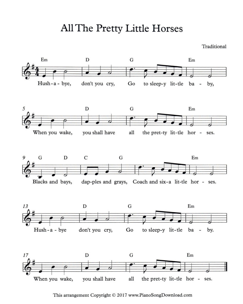 All the Pretty Little Horses Lead Sheet