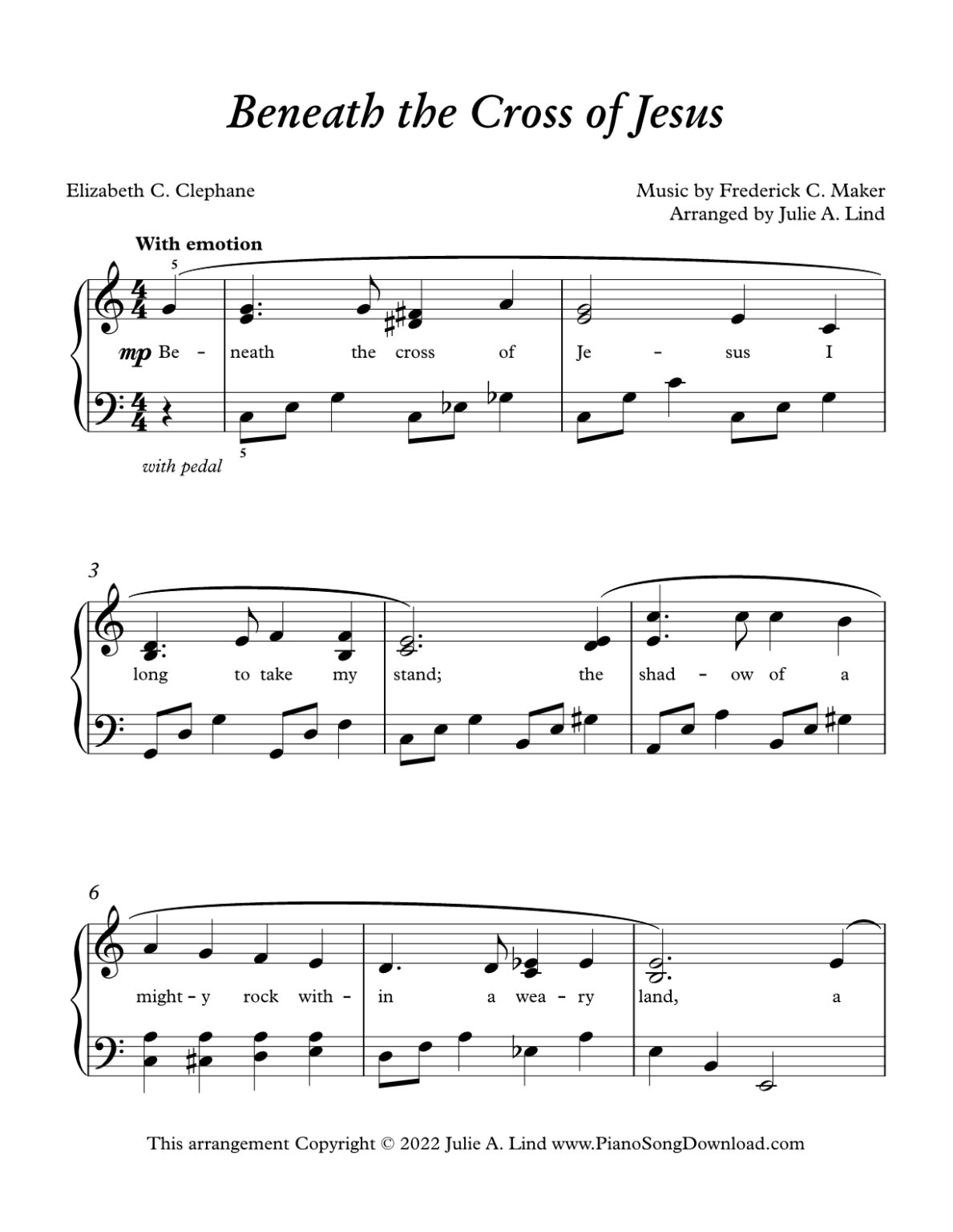 Beneath the Cross of Jesus – Level 3 – Piano Song Download