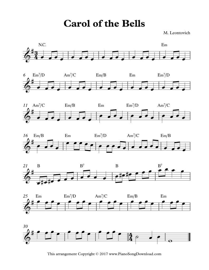 Carol of the Bells Lead Sheet