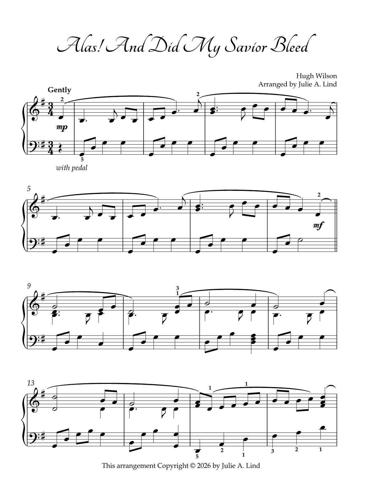 Alas And Did My Savior Bleed Piano Sheet Music