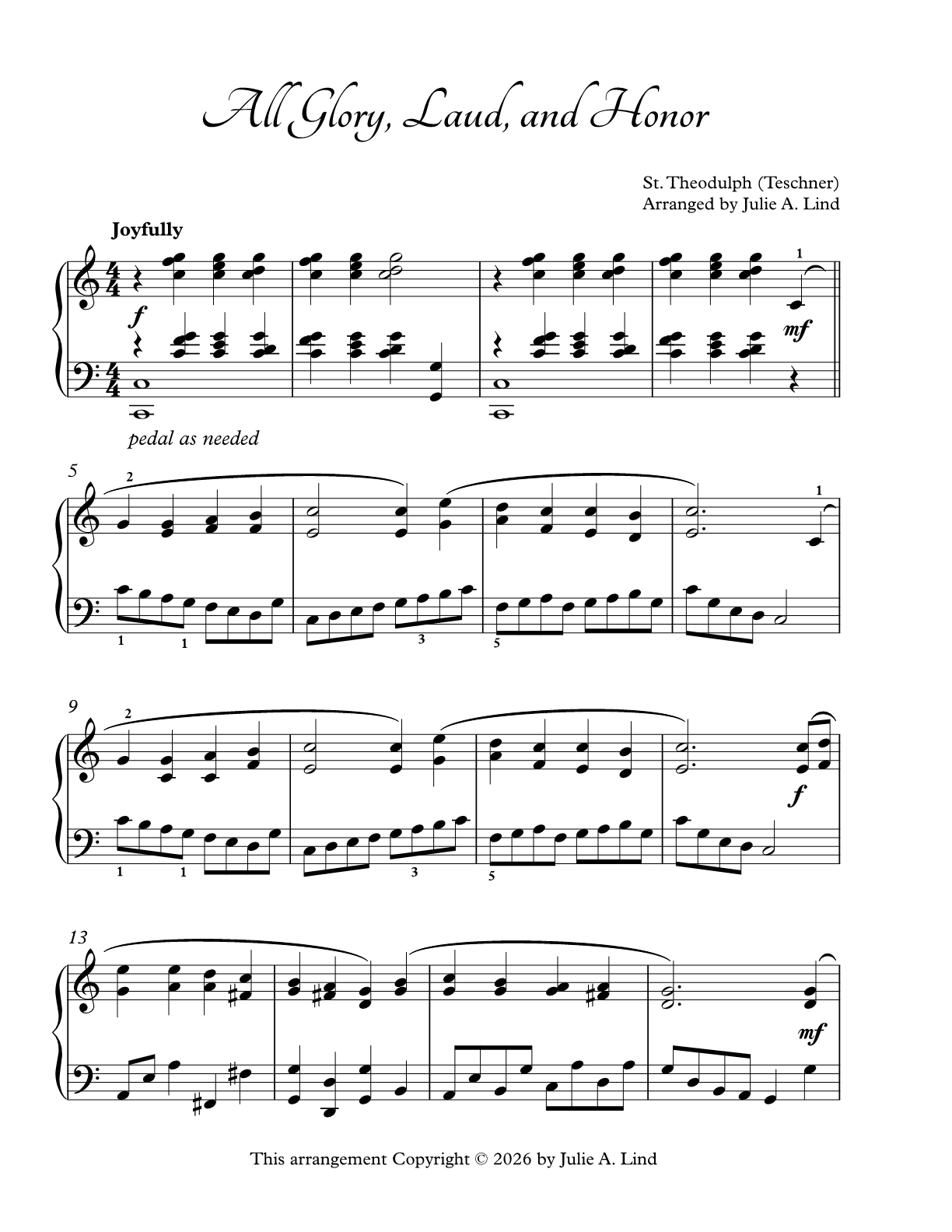 All Glory, Laud, and Honor - Julie Lind