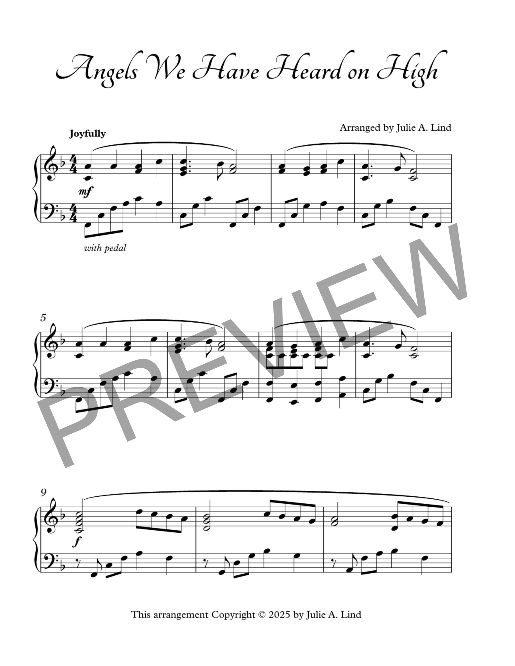 Angels We Have Heard on High, Intermediate level by Julie Lind