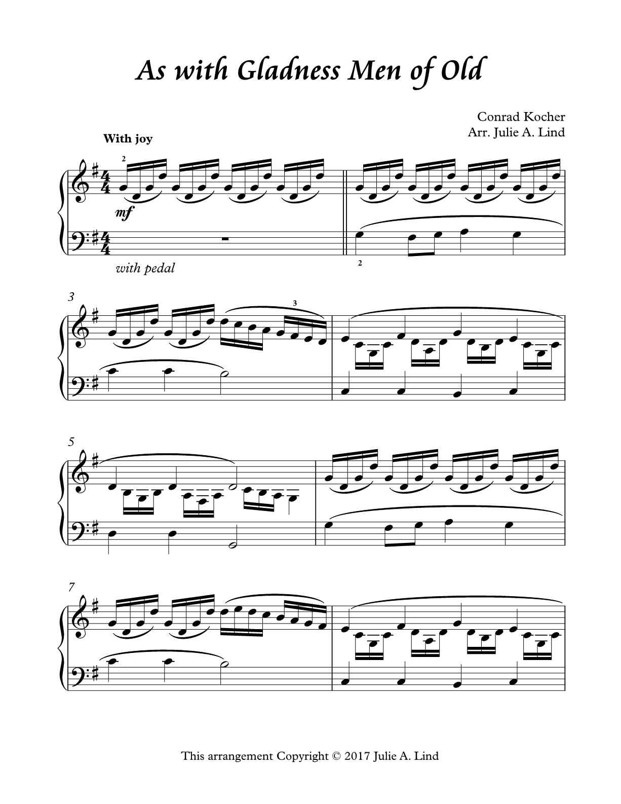 As with Gladness Men of Old - Intermediate piano