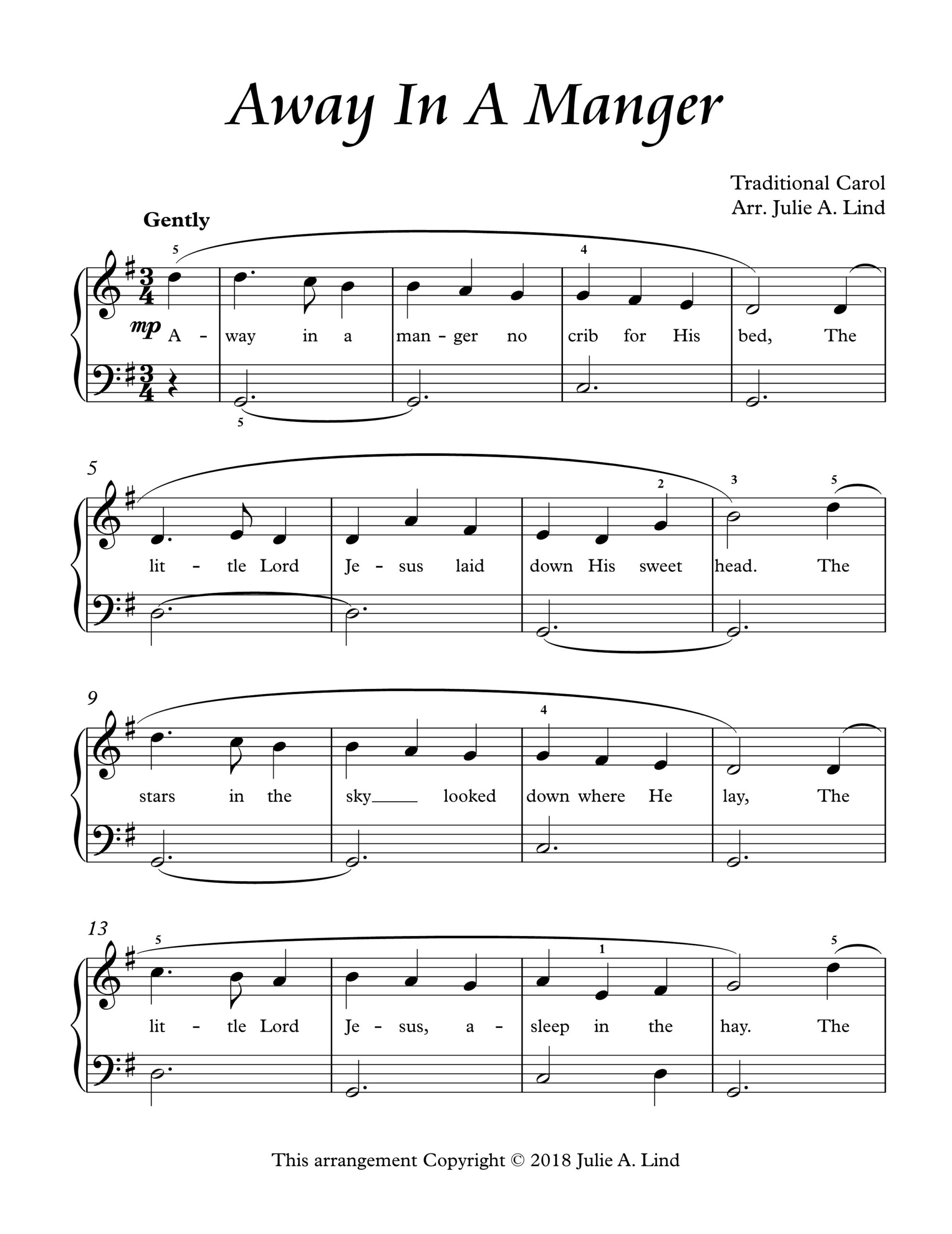 Away in a Manger - easy piano