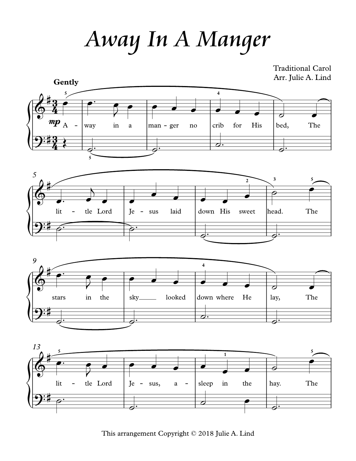Away in a Manger - easy piano