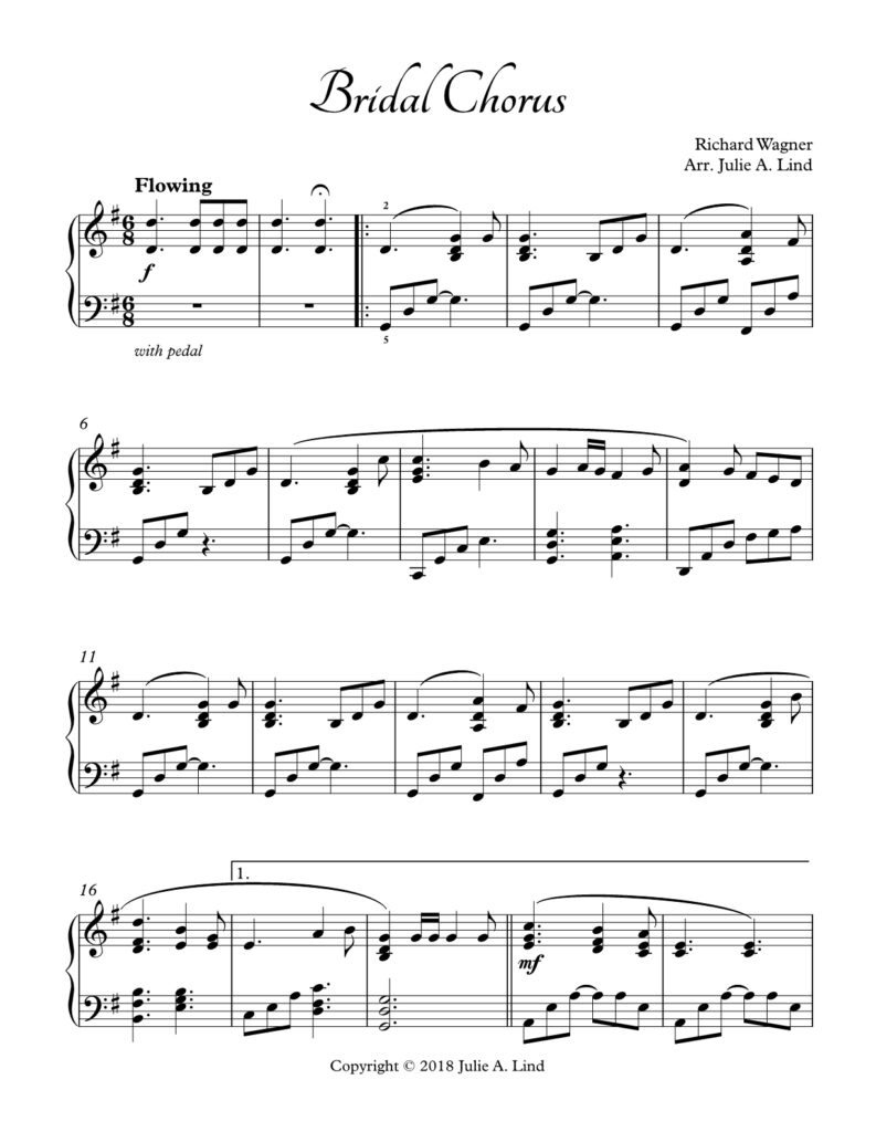 Bridal Chorus - Intermediate Piano by Julie Lind
