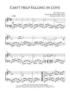 Cant Help Falling in Love - Intermediate Piano arranged by Julie lind