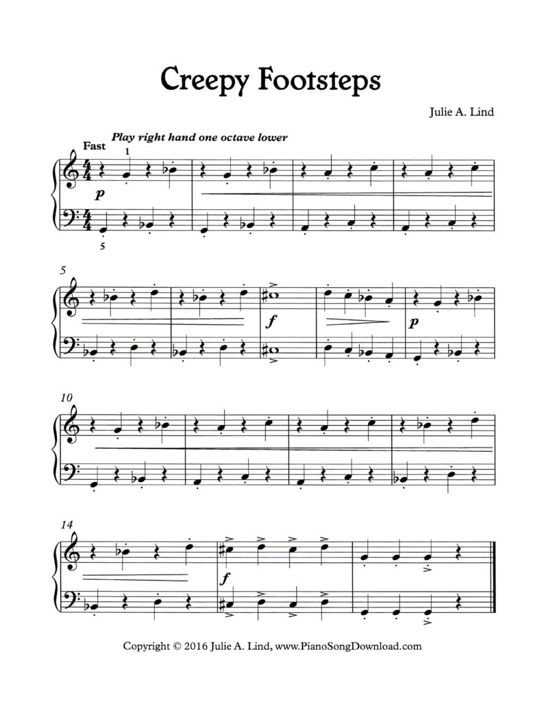 Creepy Footsteps Level 2 Halloween piano sheet music