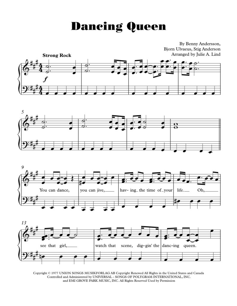 Dancing Queen - arranged by Julie Lind