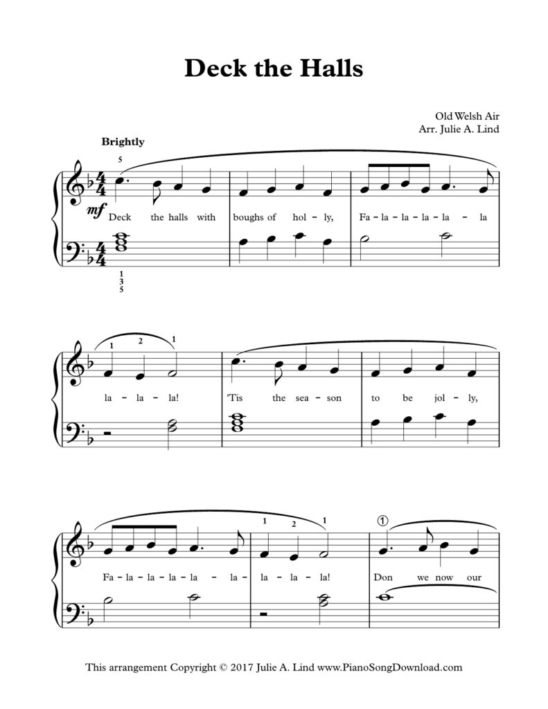 Deck the Halls Level 2 piano sheet music