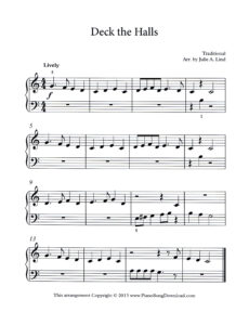Deck the Halls Level 1 easy piano sheet music