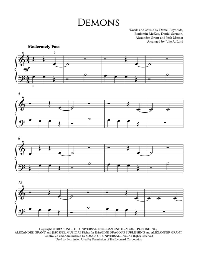 Demons - Piano