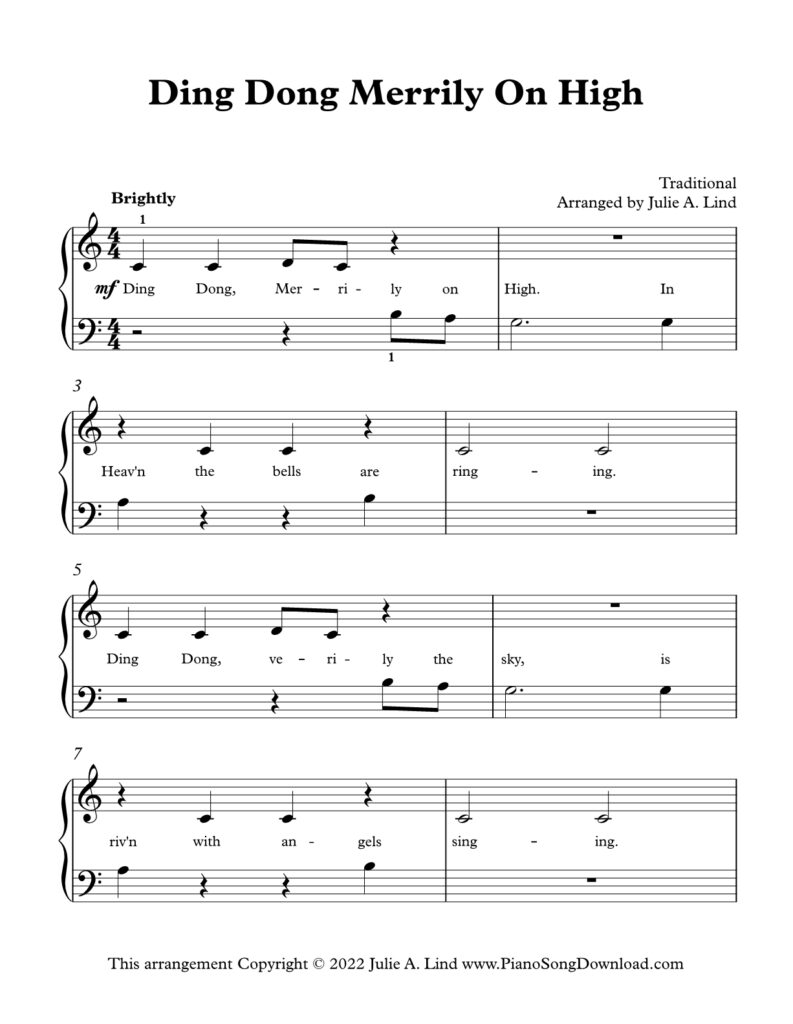 Ding Dong Merrily On High Level 1 piano sheet music