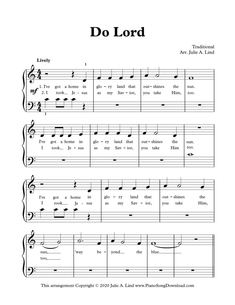 Do Lord full version Level 1 piano sheet music