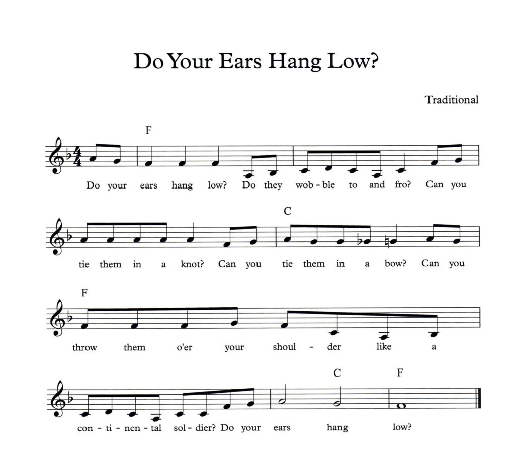 Do Your Ears Hang Low lead sheet with chord symbols