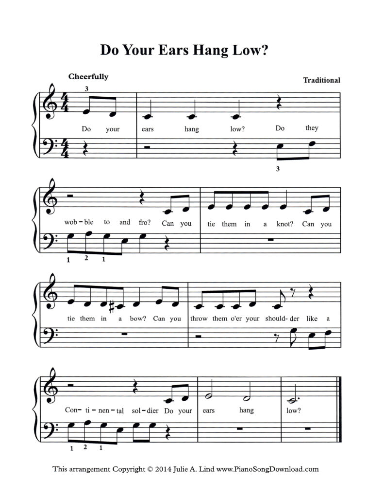 Do Your Ears Hang Low Level 2 piano sheet music