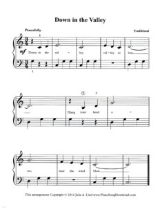 Down in the Valley Level 2 piano sheet music