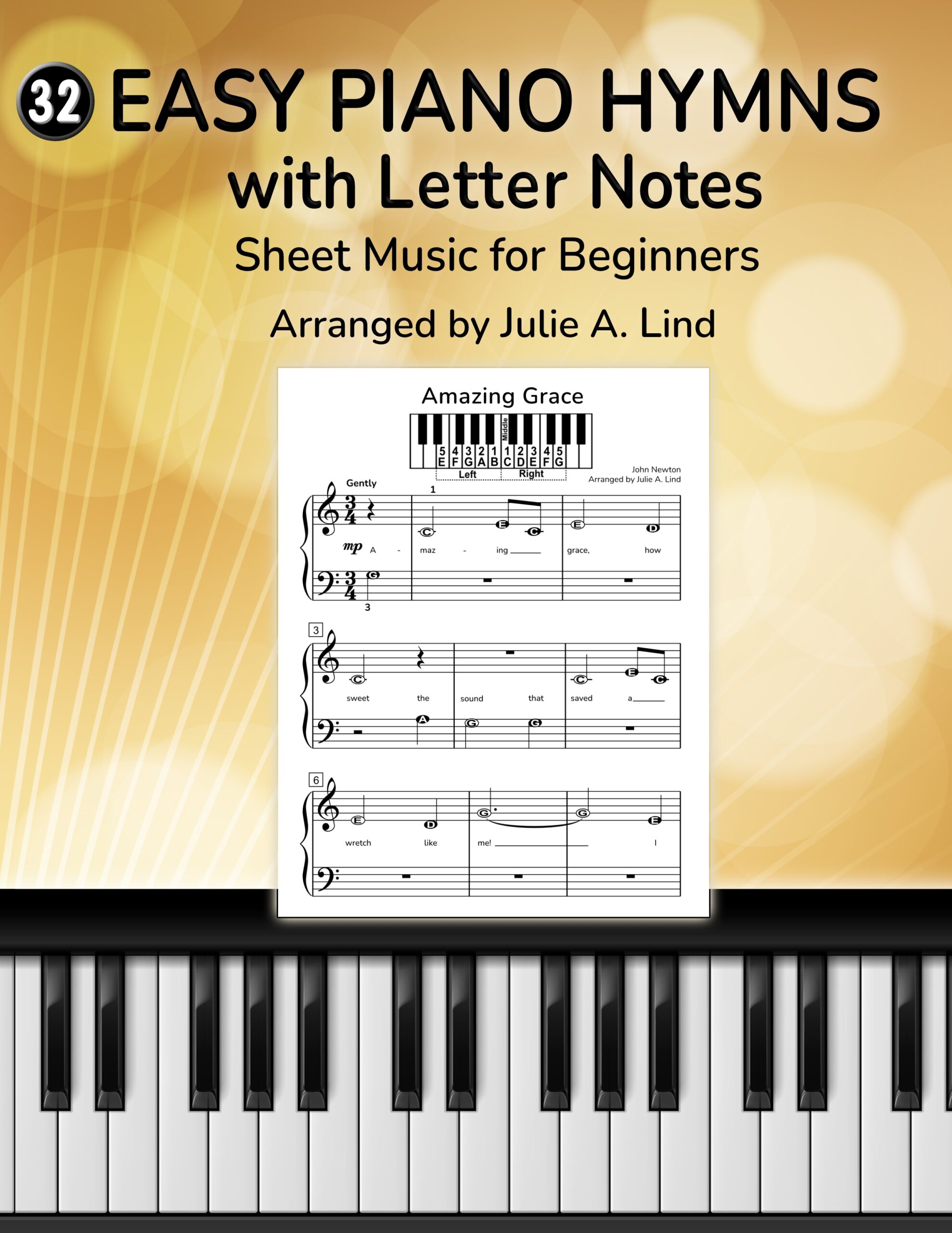 Easy Piano Hymns with Letter Notes