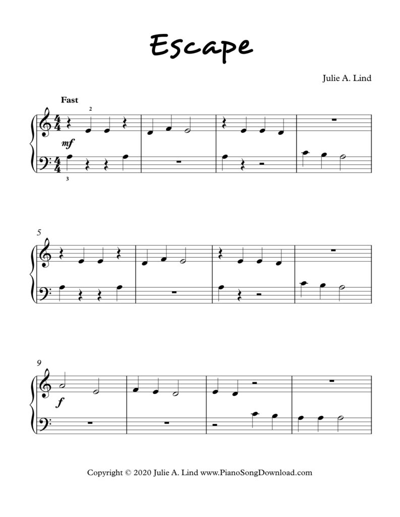 Escape Level 1 piano sheet music by Julie Lind