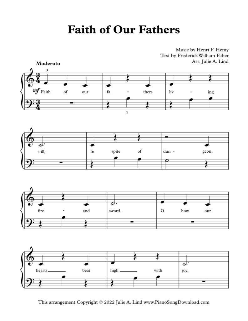 Faith of Our Fathers Level 1 piano sheet music