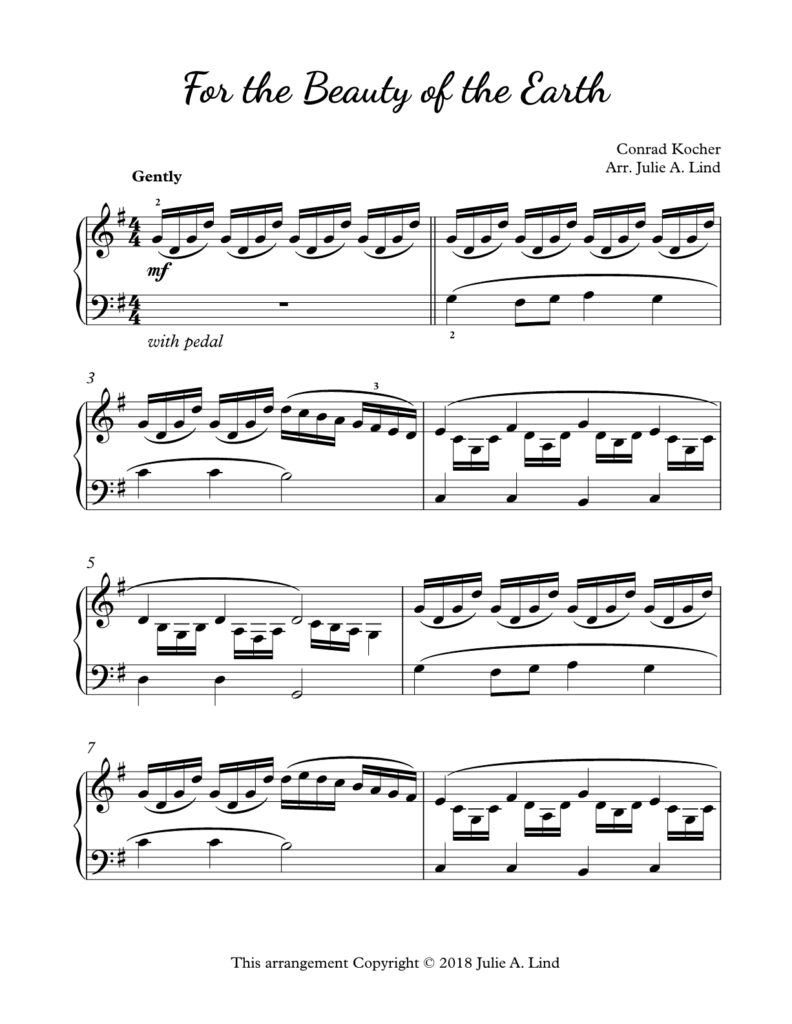 For the Beauty of the Earth - arranged by Julie Lind