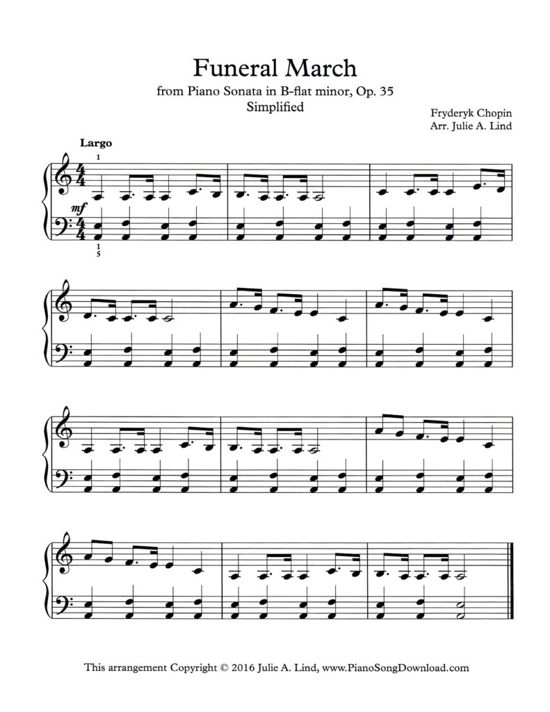 Funeral March by Chopin Level 3 piano sheet music