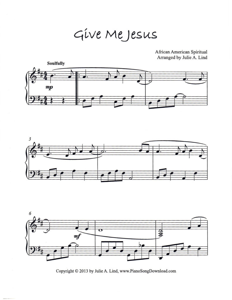 Give Me Jesus Level 3 piano sheet music