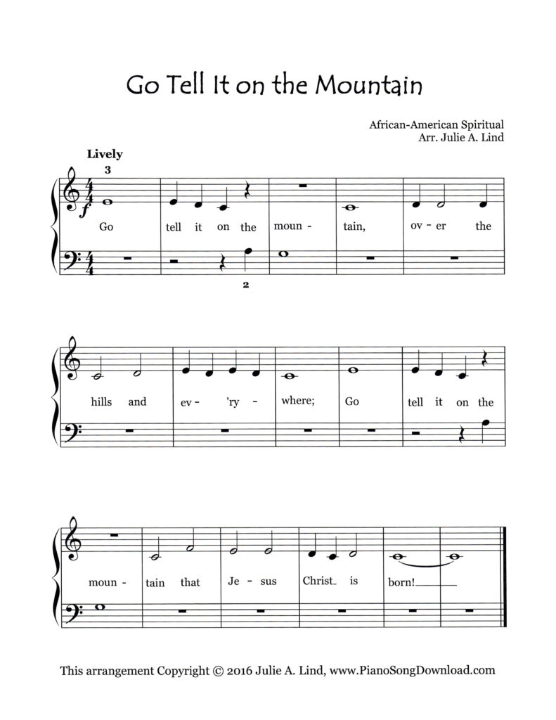 Go Tell It on the Mountain Level 1 piano sheet music