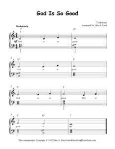God Is So Good Level 2 piano sheet music with lyrics