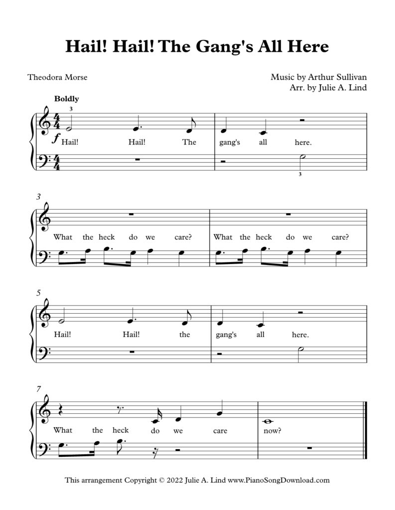 Hail Hail The Gang's All Here Level 1 piano sheet music