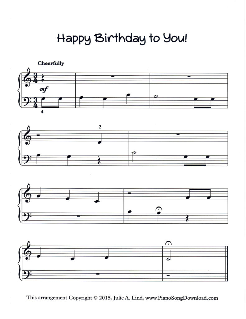 Happy Birthday to You Level 1 piano sheet music