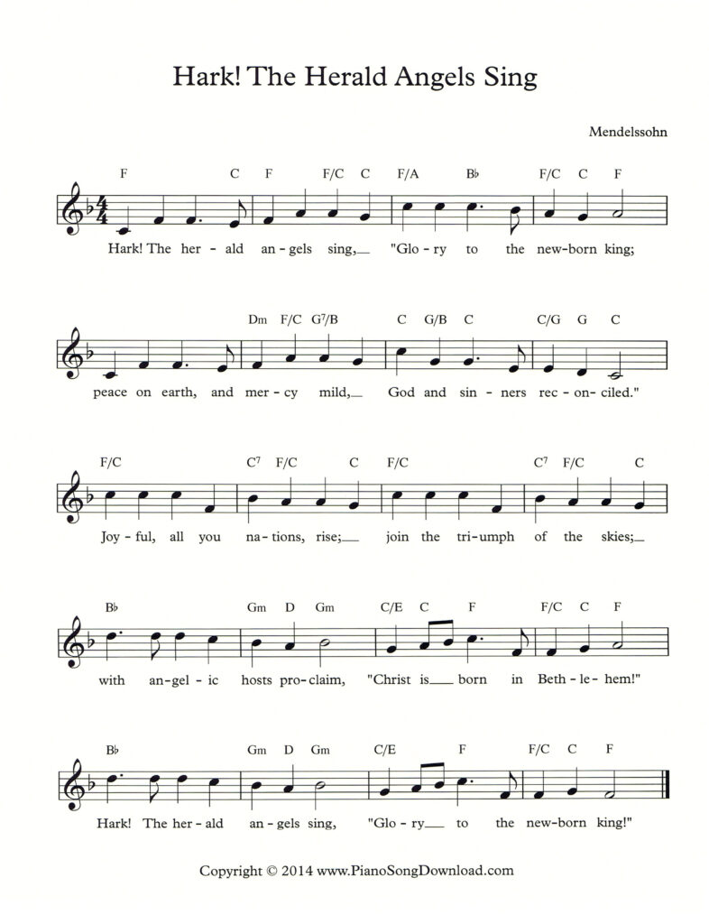 Hark The Herald Angels Sing lead sheet
