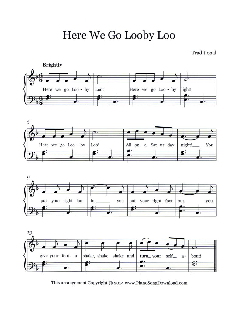 Here We Go Looby Loo Level 3 piano sheet music