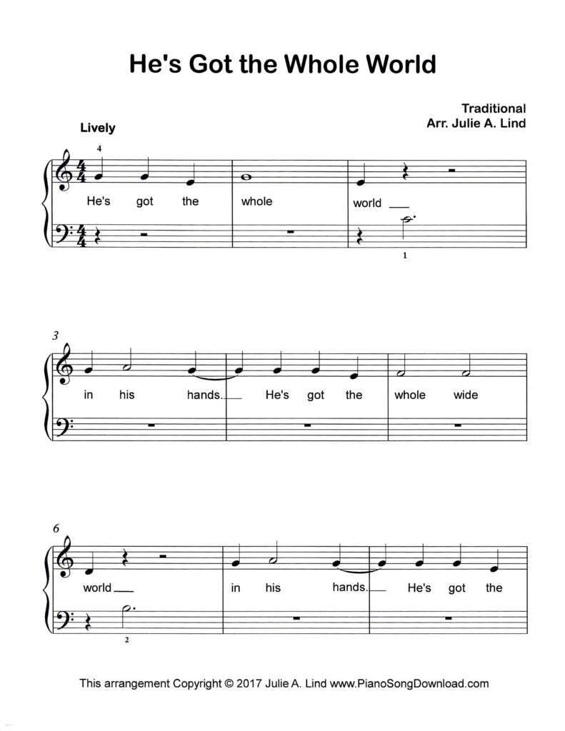 He's Got the Whole World in His Hands Level 1 piano sheet music