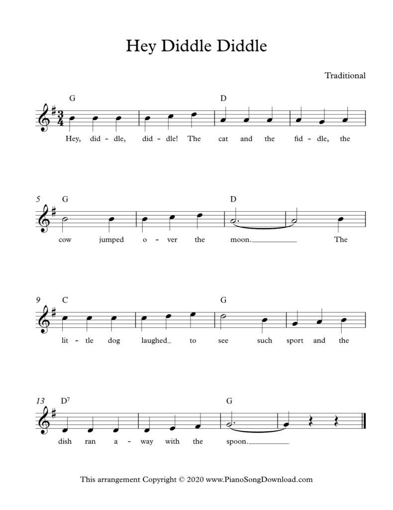 Hey Diddle Diddle lead sheet