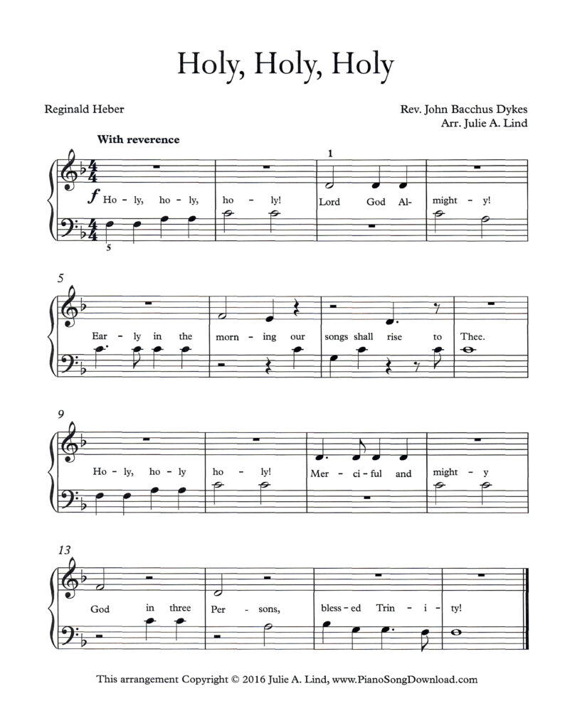 Holy Holy Holy Level 1 piano sheet music