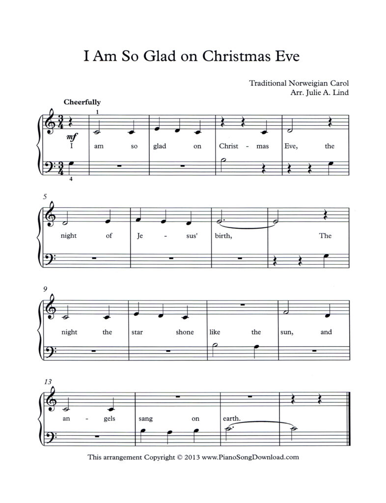 I Am So Glad on Christmas Eve Level 1 piano sheet music